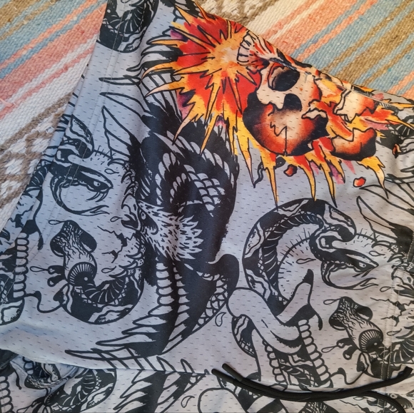 Ed Hardy Shorts. NEW XL Skull Panther Men's Mesh Athletic Shorts - Picture 2 of 12